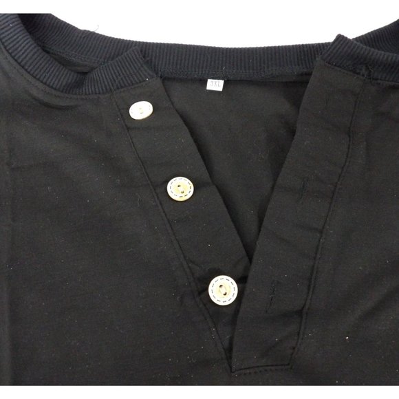 Women's Pull Over Tee Shirt 3 Button Neck  Long Sleeve 3XL New - Picture 2 of 5